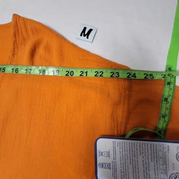𝅺DUNES Vibrant Orange Cotton Oversized Long Sleeve Blouse- Size S, Size M - Picture 12 of 13